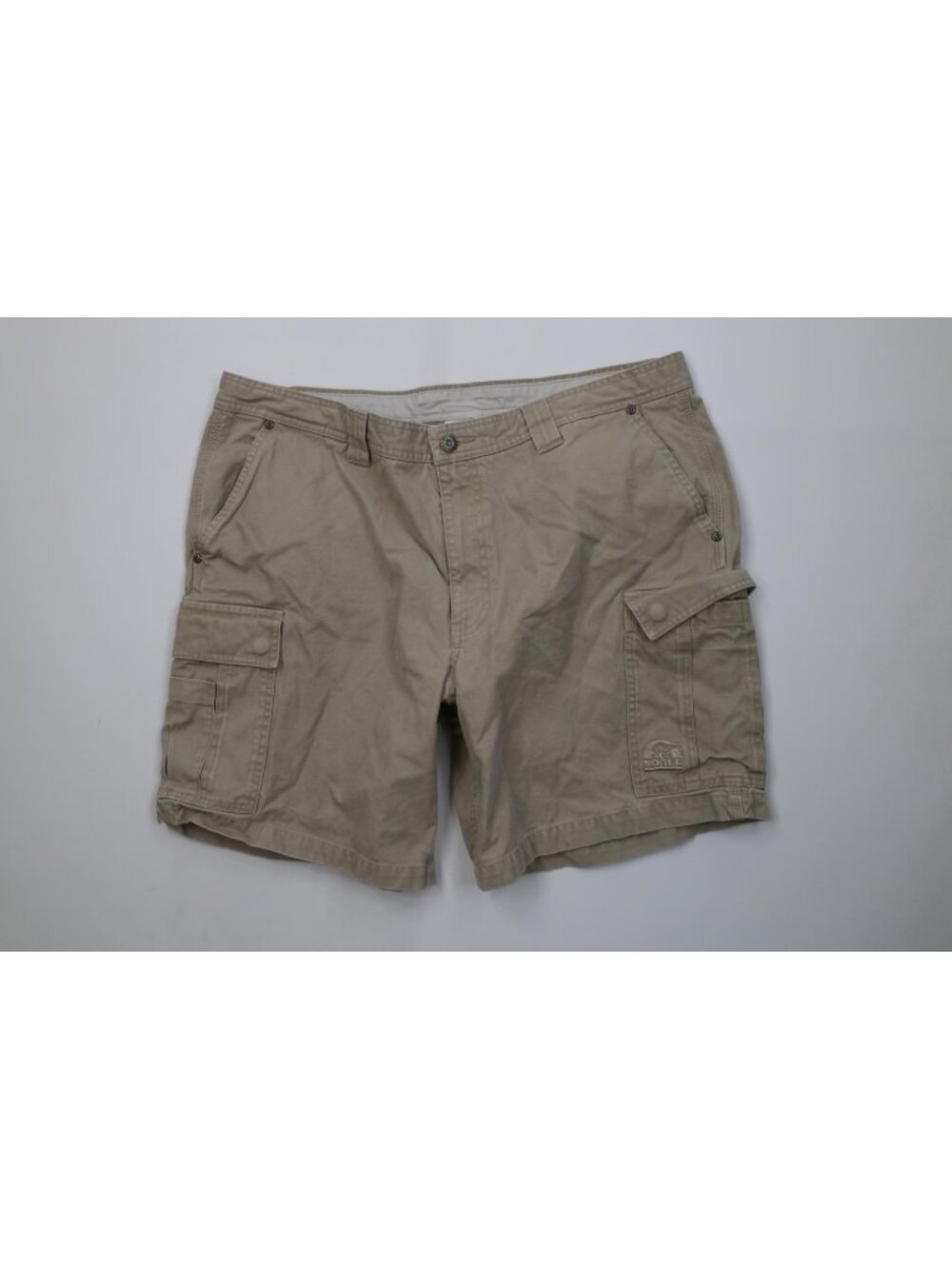 Vintage Sorel Mens 40 Faded Heavyweight Canvas Above Knee Cargo Shorts Beige